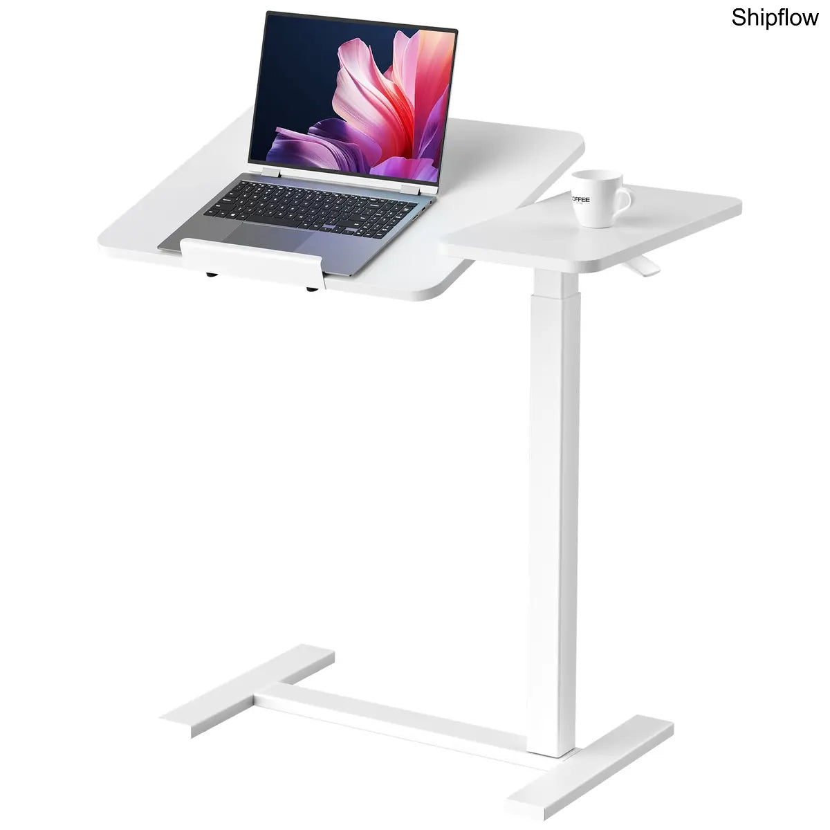 L-Shaped Overbed Table with Wheels – Adjustable Laptop Desk