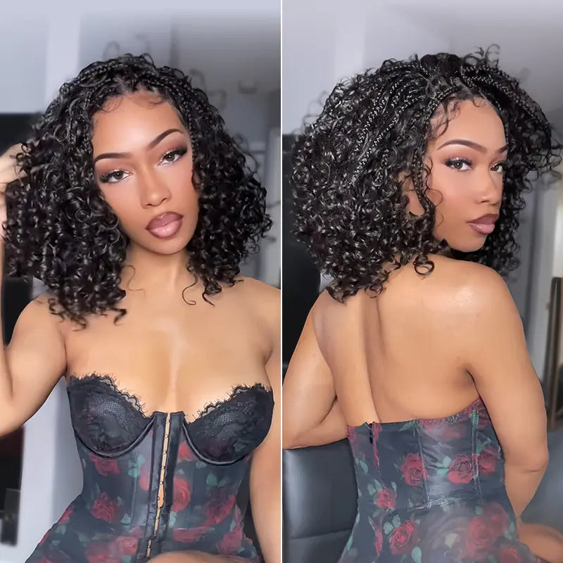 13x6 HD Pre-Cut Lace Wig Glueless Water Wave Boho Braids