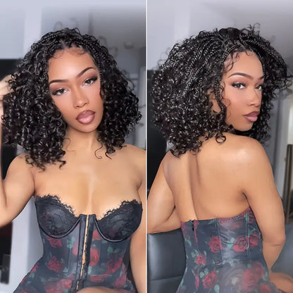 13x6 HD Pre-Cut Lace Wig Glueless Water Wave Boho Braids