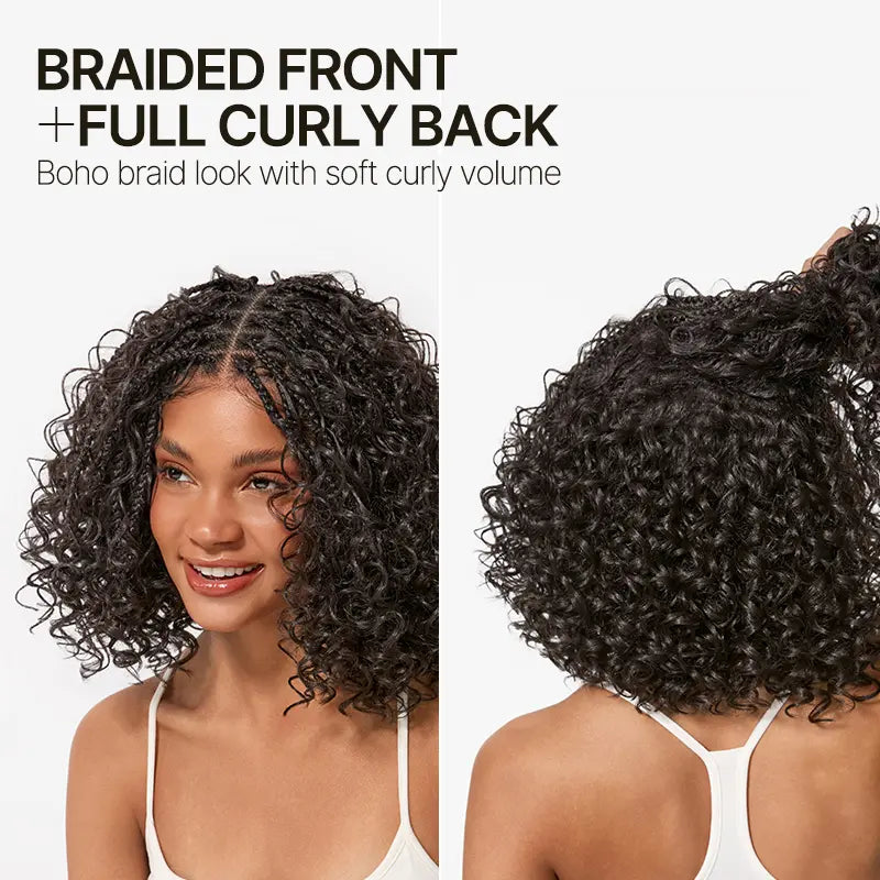 13x6 HD Pre-Cut Lace Wig Glueless Water Wave Boho Braids