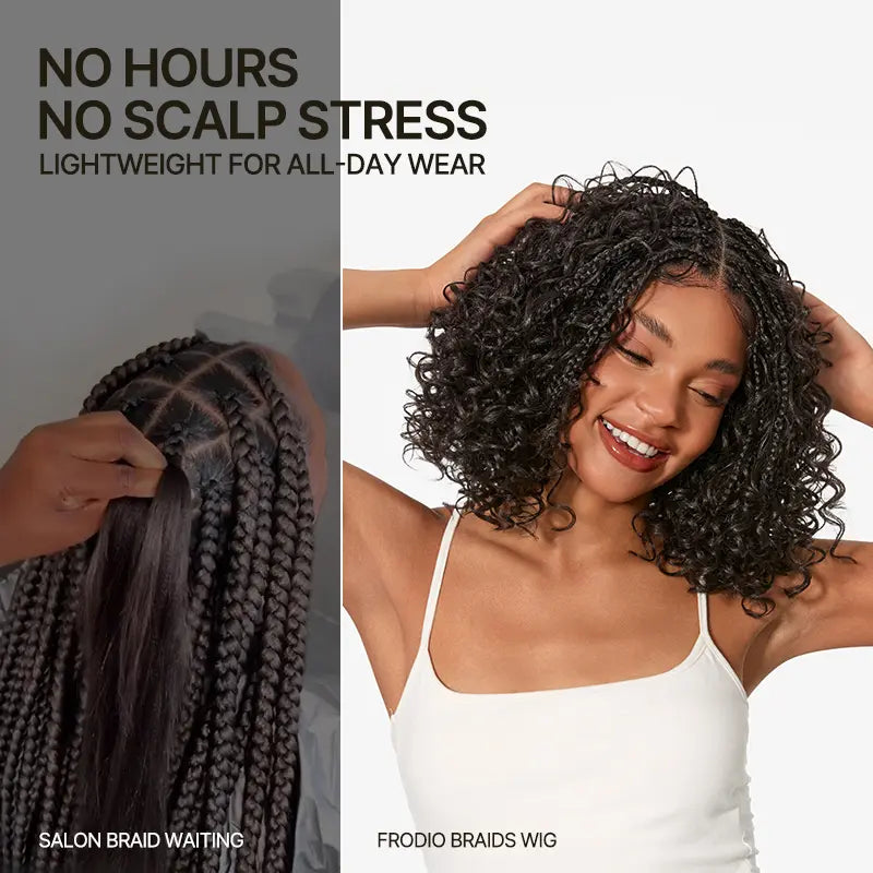 13x6 HD Pre-Cut Lace Wig Glueless Water Wave Boho Braids