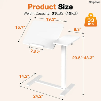 L-Shaped Overbed Table with Wheels – Adjustable Laptop Desk