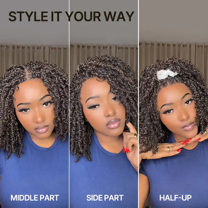 13x6 HD Pre-Cut Lace Wig Glueless Water Wave Boho Braids