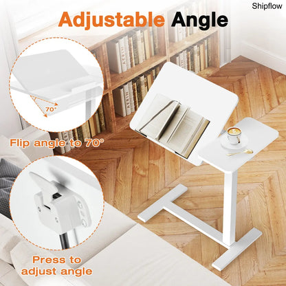 L-Shaped Overbed Table with Wheels – Adjustable Laptop Desk