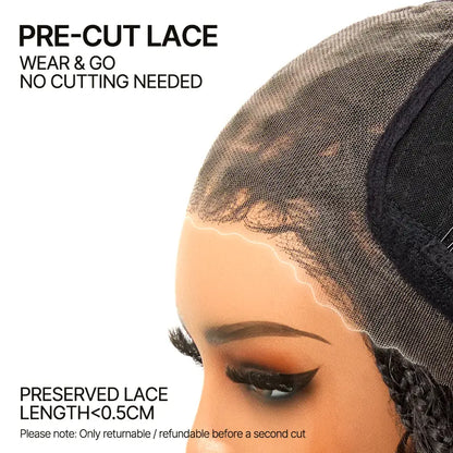 13x6 HD Pre-Cut Lace Wig Glueless Water Wave Boho Braids