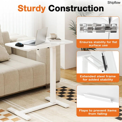 L-Shaped Overbed Table with Wheels – Adjustable Laptop Desk