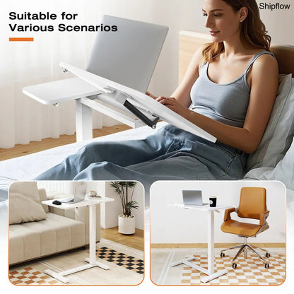L-Shaped Overbed Table with Wheels – Adjustable Laptop Desk