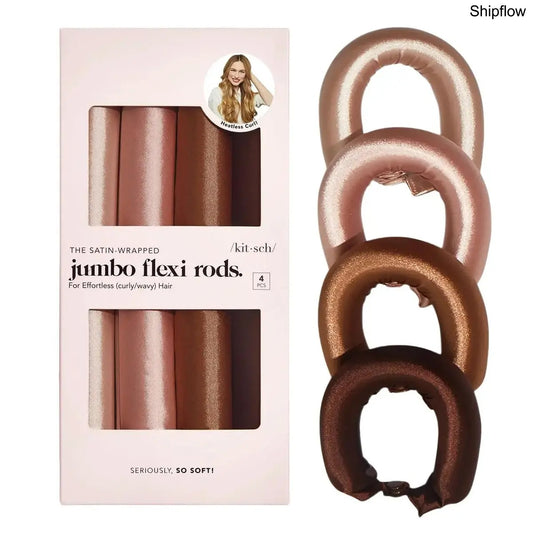 Satin Heatless Hair Curlers – Jumbo Flexi Rod, 4pcs