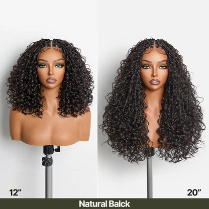 13x6 HD Pre-Cut Lace Wig Glueless Water Wave Boho Braids
