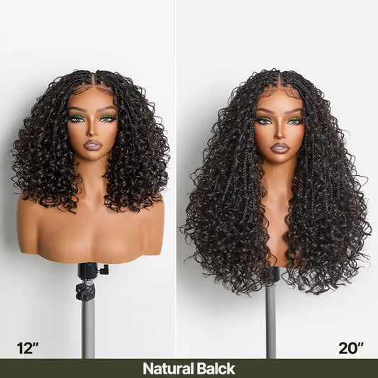 13x6 HD Pre-Cut Lace Wig Glueless Water Wave Boho Braids