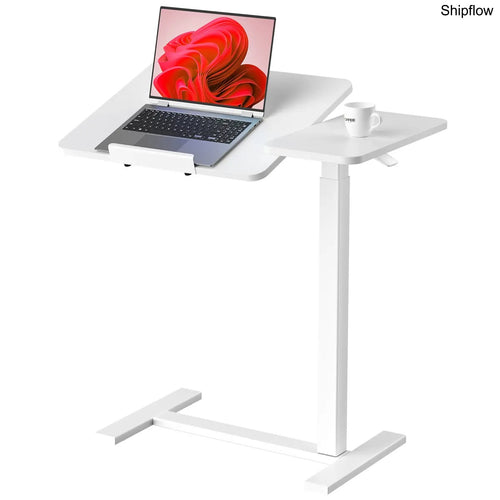 L-Shaped Overbed Table with Wheels – Adjustable Laptop Desk