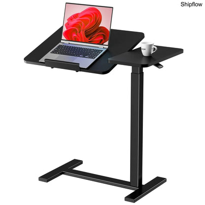 L-Shaped Overbed Table with Wheels – Adjustable Laptop Desk