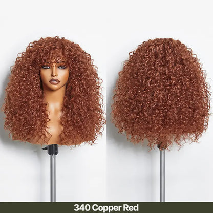 Human Hair Curly Wig with Bangs – Shaggy Waves
